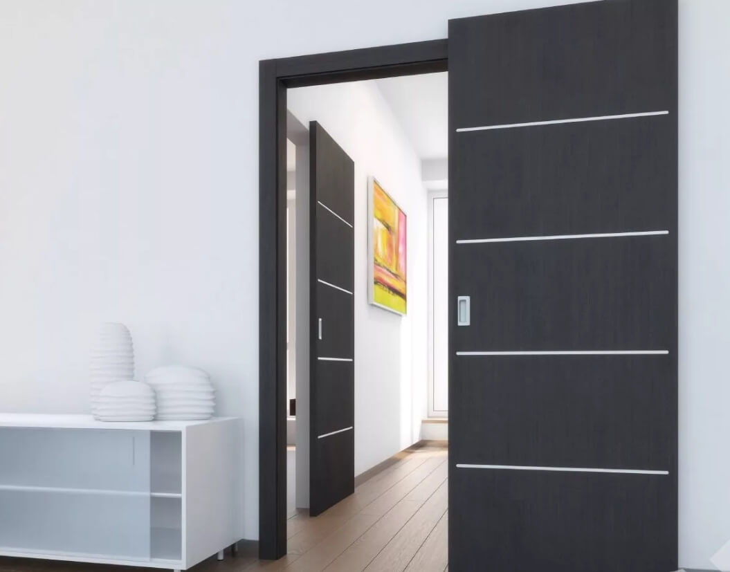 Темно-серые двери-купе №75 подвесные межкомнатные на заказ
